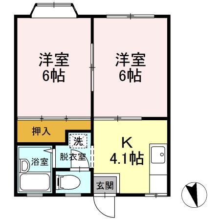 TAP滝本ハイツ(2K/1階)の間取り写真