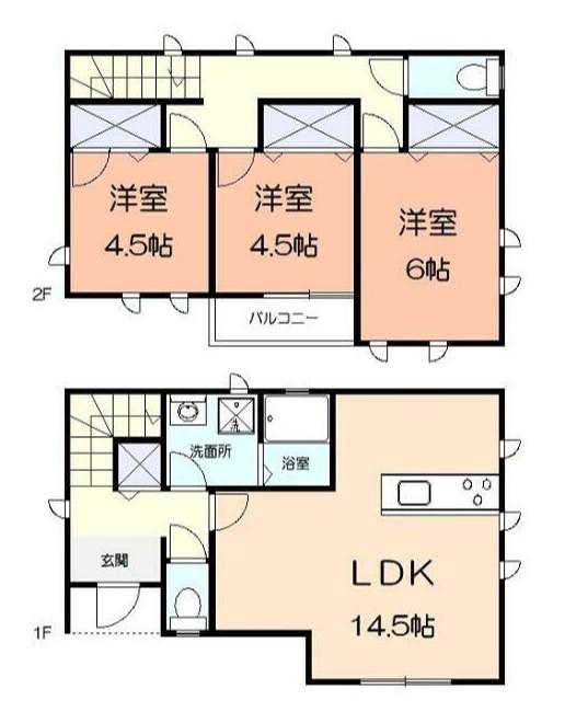 相模鉄道本線 希望ケ丘駅 徒歩10分 2階建 築1年(3LDK)の間取り写真