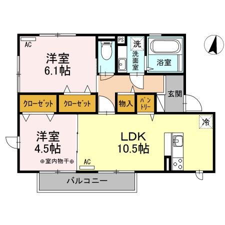 エクセル川端F(2LDK/1階)の間取り写真