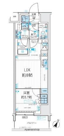 デュオステージ相模大野(1LDK/7階)の間取り写真