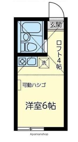 ユナイト大倉山デヴィトリー(ワンルーム/1階)の間取り写真