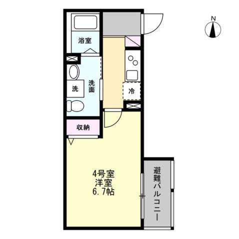 ベイルーム大和中央(1K/3階)の間取り写真