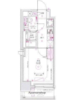 GROWS西横浜(1K/3階)の間取り写真