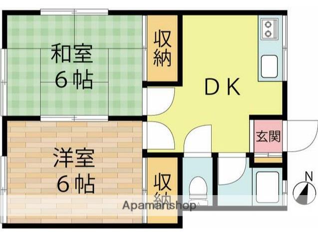 ハイツ久栄(2DK/2階)の間取り写真