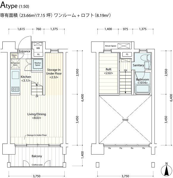 ドゥーエ新丸子(ワンルーム/4階)の間取り写真