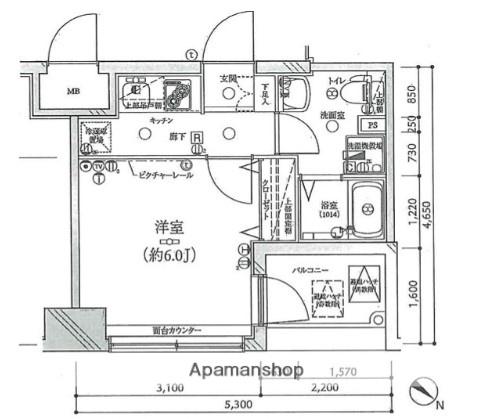 レグラス横浜西口(1K/5階)の間取り写真