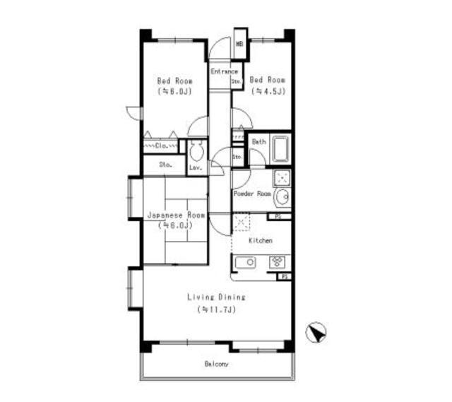ブルーリーフヒルズ(3LDK/1階)の間取り写真