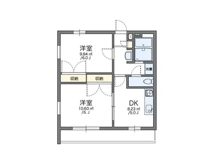 レオパレスOISO(2DK/2階)の間取り写真