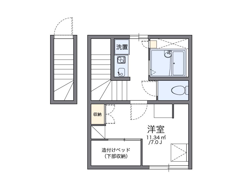 レオパレスSEVENSEA(1K/2階)の間取り写真