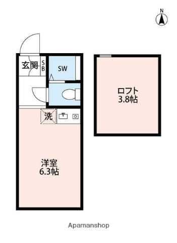 ユナイト和田町ロートレック・オペラ(ワンルーム/2階)の間取り写真