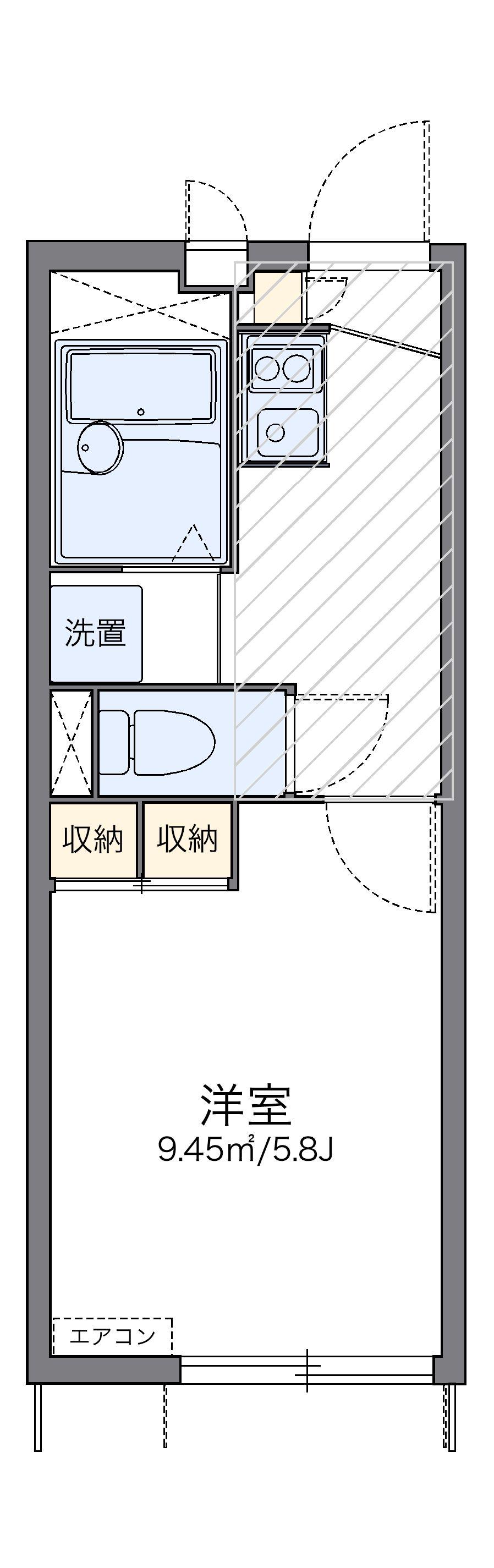 レオパレス追浜(1K/1階)の間取り写真