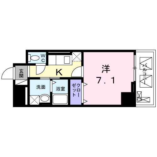 アステールⅠ(1K/3階)の間取り写真