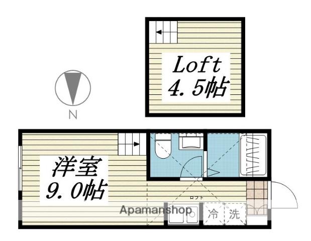 エクリス(ワンルーム/2階)の間取り写真