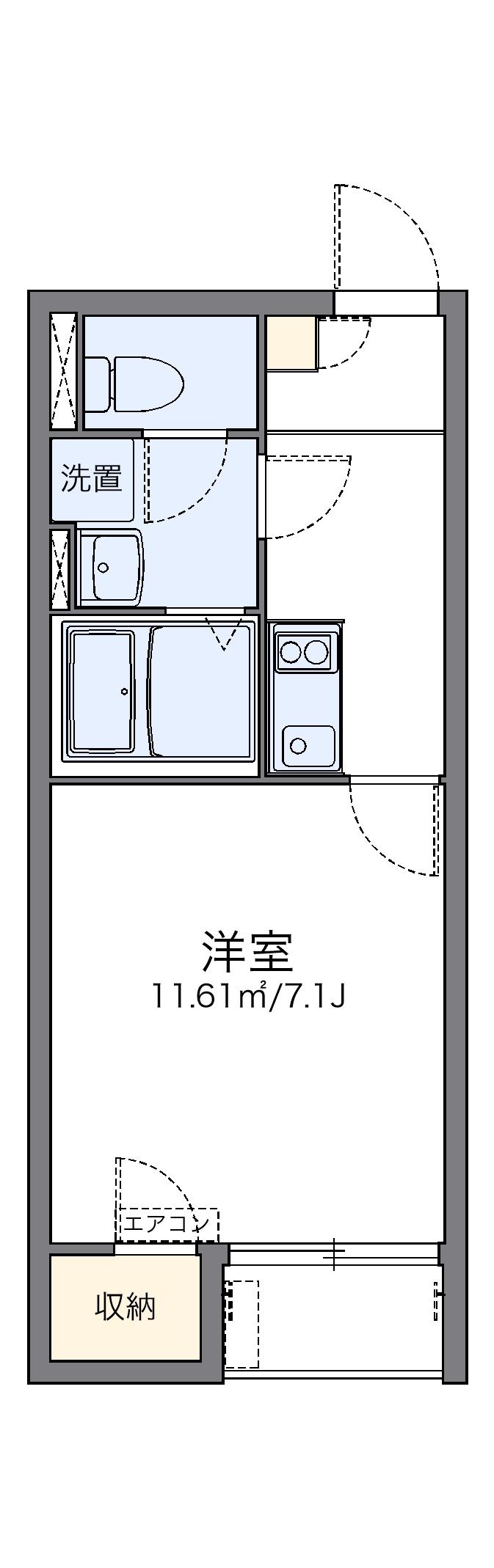 レオネクストアンフィーニ洋(1K/2階)の間取り写真