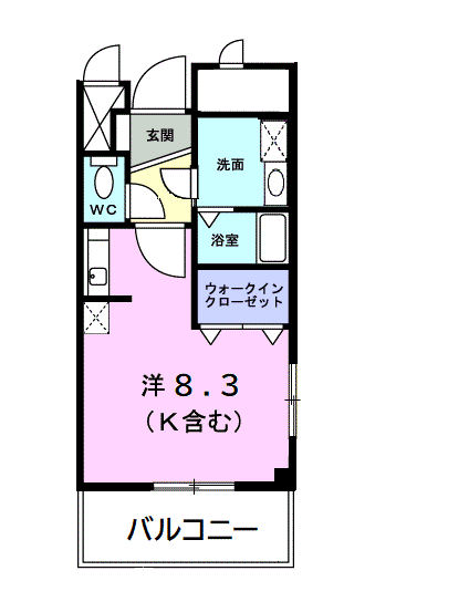 シェル・ソレイユ(ワンルーム/2階)の間取り写真