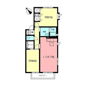 シエル Ⅵ(2LDK/2階)の間取り写真