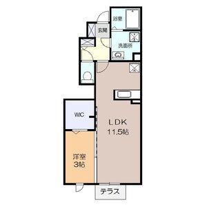 サニーフラット鵠沼(1LDK/1階)の間取り写真