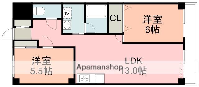 ラポール一本松(2LDK/2階)の間取り写真
