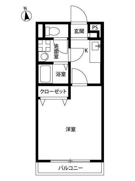 アムール グリーンヒルⅠ(1K/2階)の間取り写真