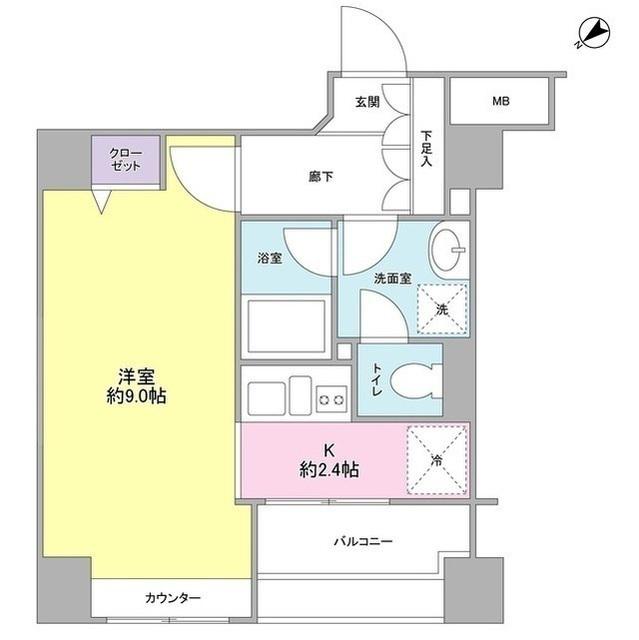 A K レジデンス(1K/8階)の間取り写真