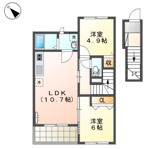 アストン・ベル(2LDK/2階)の間取り写真