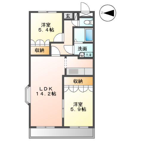 ソレジオ湘南(2LDK/2階)の間取り写真