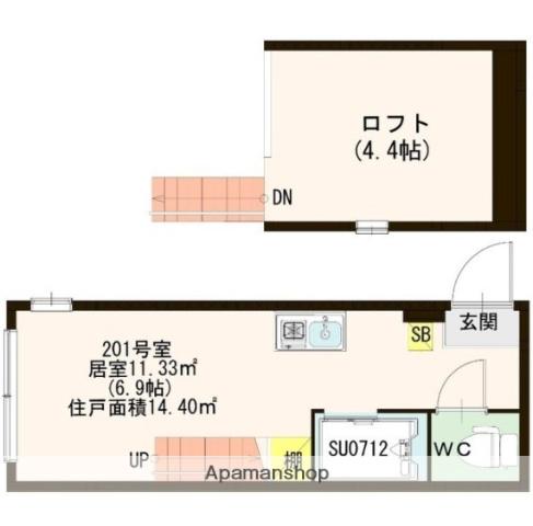 ハーモニーテラス柳町(ワンルーム/2階)の間取り写真
