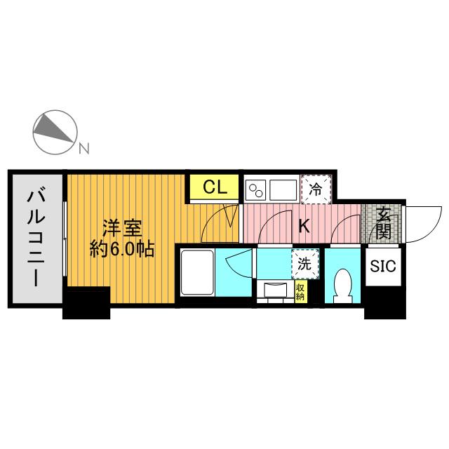 ハーモニーレジデンス横濱関内(1K/8階)の間取り写真