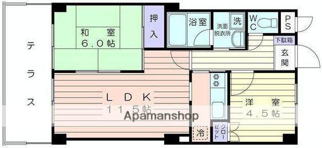 ヴァンセーヌ(2LDK/1階)の間取り写真