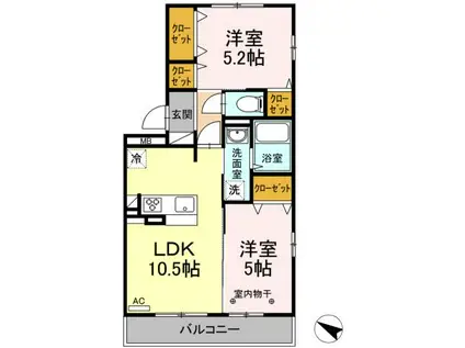 サザンハイムA(2LDK/2階)の間取り写真