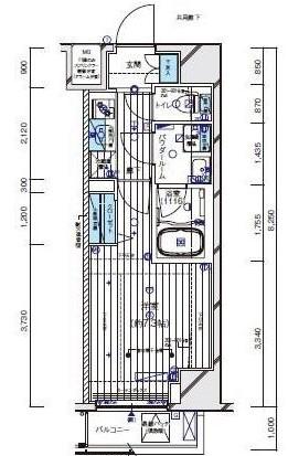 メインステージ横濱伊勢佐木3(1K/7階)の間取り写真