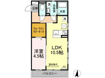マレアガーデン新横浜A(1LDK/1階)の間取り写真