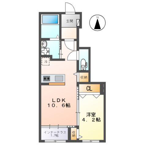 サウスウインド(1LDK/1階)の間取り写真