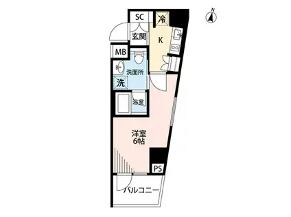 プレール・ドゥーク横濱紅葉坂(1K/3階)の間取り写真