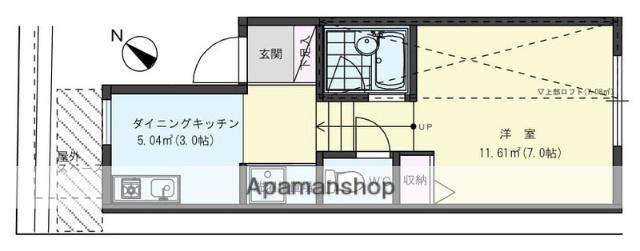 エアフォルク浦島町(1K/1階)の間取り写真