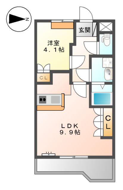 ラベンダ-リブ(1LDK/1階)の間取り写真