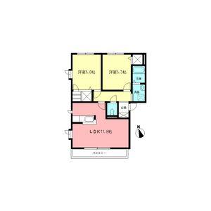 CASAⅡ(2LDK/2階)の間取り写真