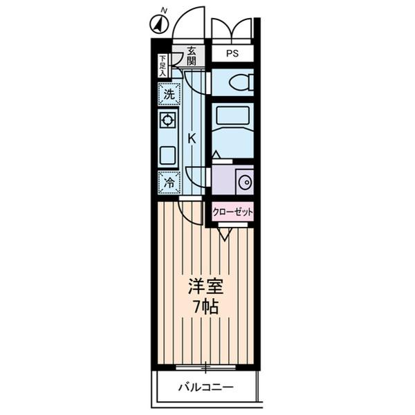 ビューヒル南(1K/2階)の間取り写真