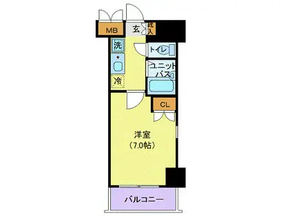グランシャルム川崎(1K/12階)の間取り写真