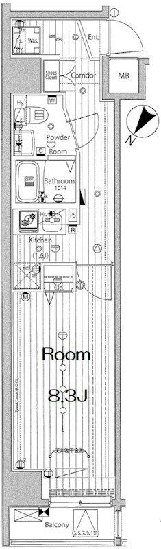 メイクスデザイン川崎3(1K/2階)の間取り写真