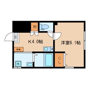 プライムガーデン中馬込(1K/1階)の間取り写真