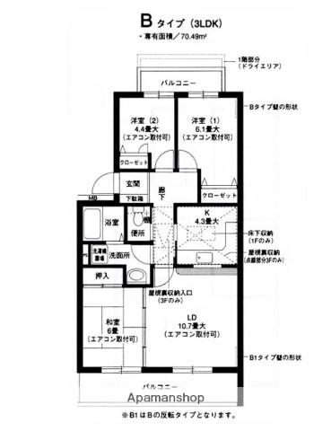 オクトス市ヶ尾(3LDK/1階)の間取り写真