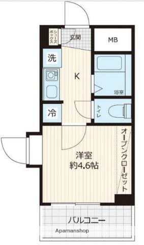 ステラコート横浜白楽(ワンルーム/4階)の間取り写真