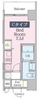 ファインプレイス川崎(ワンルーム/3階)の間取り写真