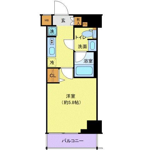 クレヴィスタ品川西大井Ⅱ(1K/5階)の間取り写真