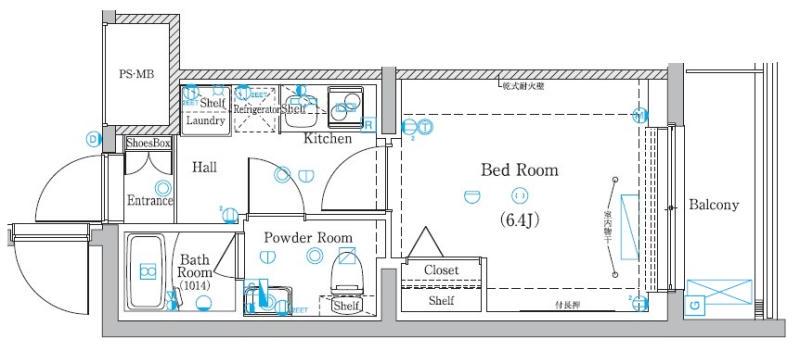ラフィスタ元町Ⅱ(1K/1階)の間取り写真