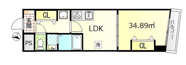 日興パレス羽田PARTII(1LDK/2階)の間取り写真