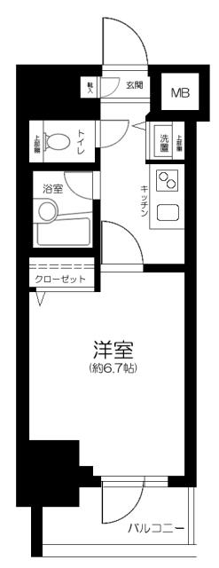 ガーラ・グランディ川崎(1K/8階)の間取り写真