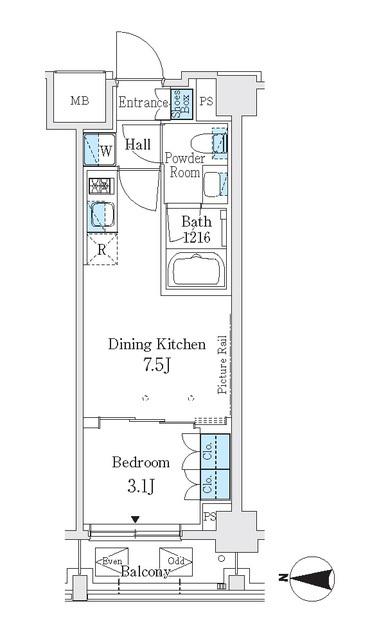 J.GRAN COURT 品川西大井イースト(1DK/3階)の間取り写真