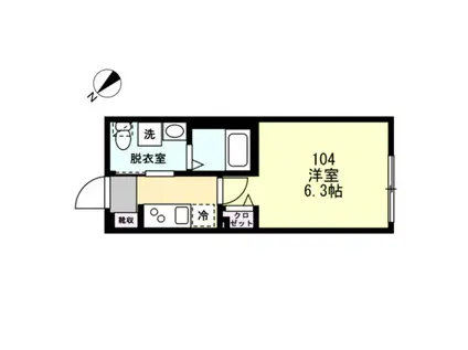 ベイルーム本鵠沼(1K/1階)の間取り写真